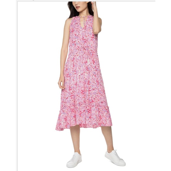 Black Tape Dresses & Skirts - Black Tape Women's Petite Printed Drawstring-Waist Maxi Dress Cherry Blossom PM